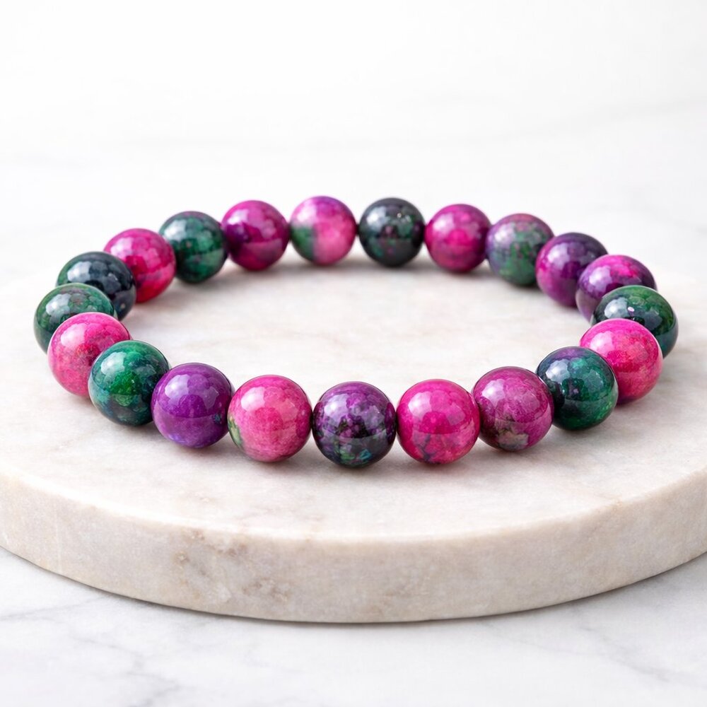 Persian Jade Gemstone 8mm Beaded Stretch Bracelet Crystal Jewelry